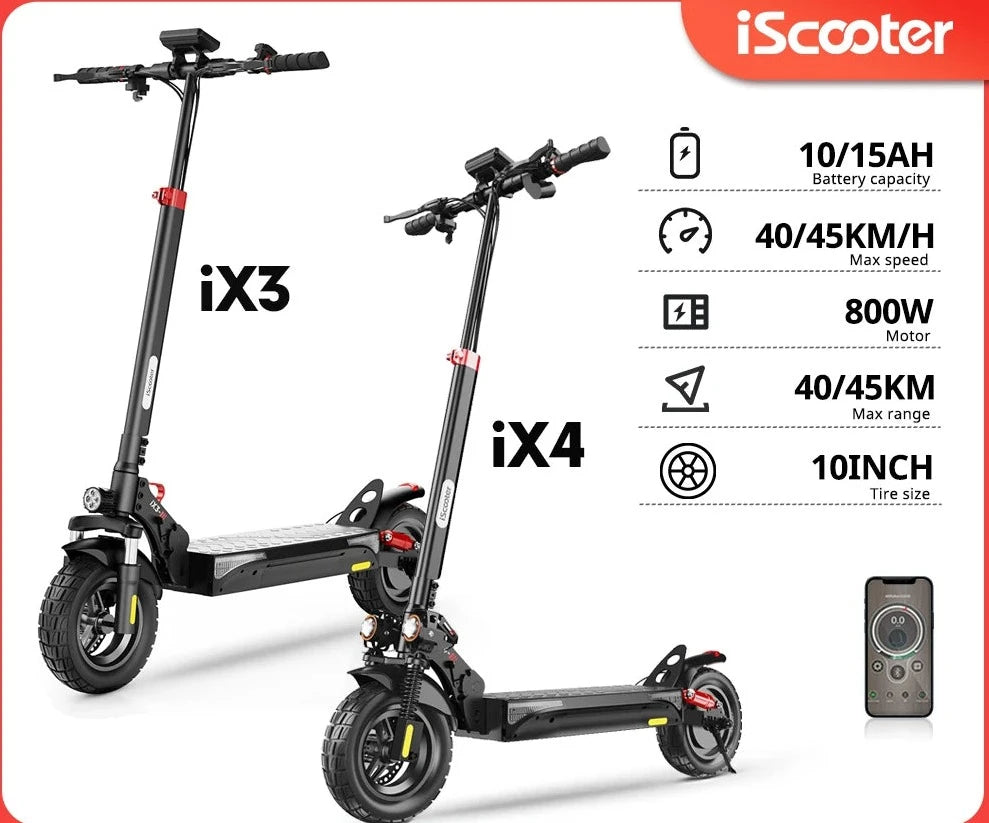 iScooter IX3/IX4 Trottinette électrique 800W/Pneus10''/40-45km/h