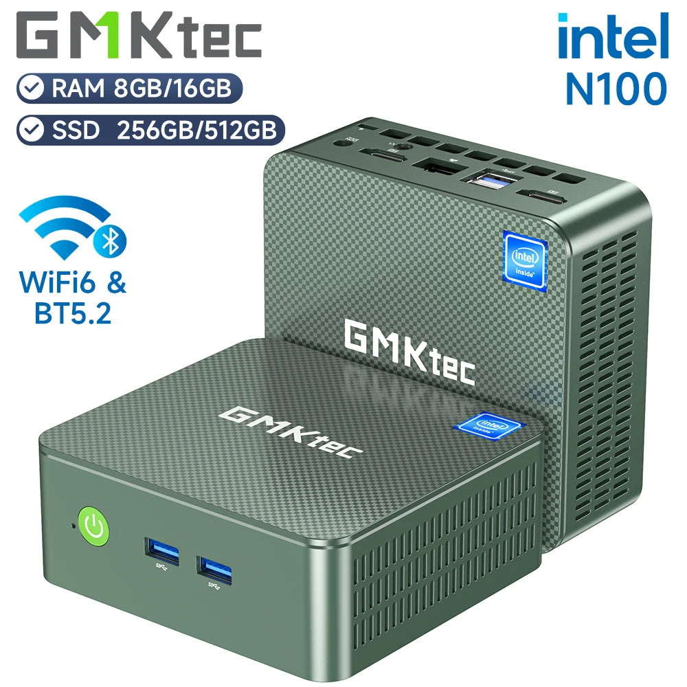 GMKtec G3 Mini PC Intel Alder Lake N100 Windows 11 Pro Mini PC 8/16GB DDR4 D 256/512GB PCIe M.2 SSWiFi 6 BT5.2 Desktop Computer