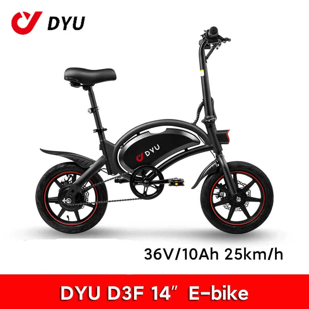 DYU D3F Mini Electric Bike 250W  Electric Bicycle 36V 10AH Lithium Battery 14 inch E Bike